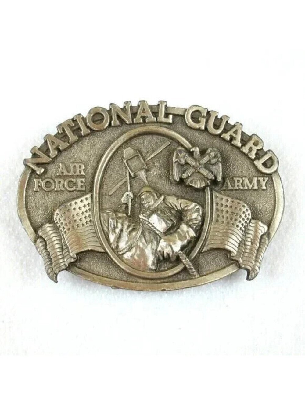 Vintage Belt Buckle National Guard Air Force Army Metal Bergamot Brass USA 1982